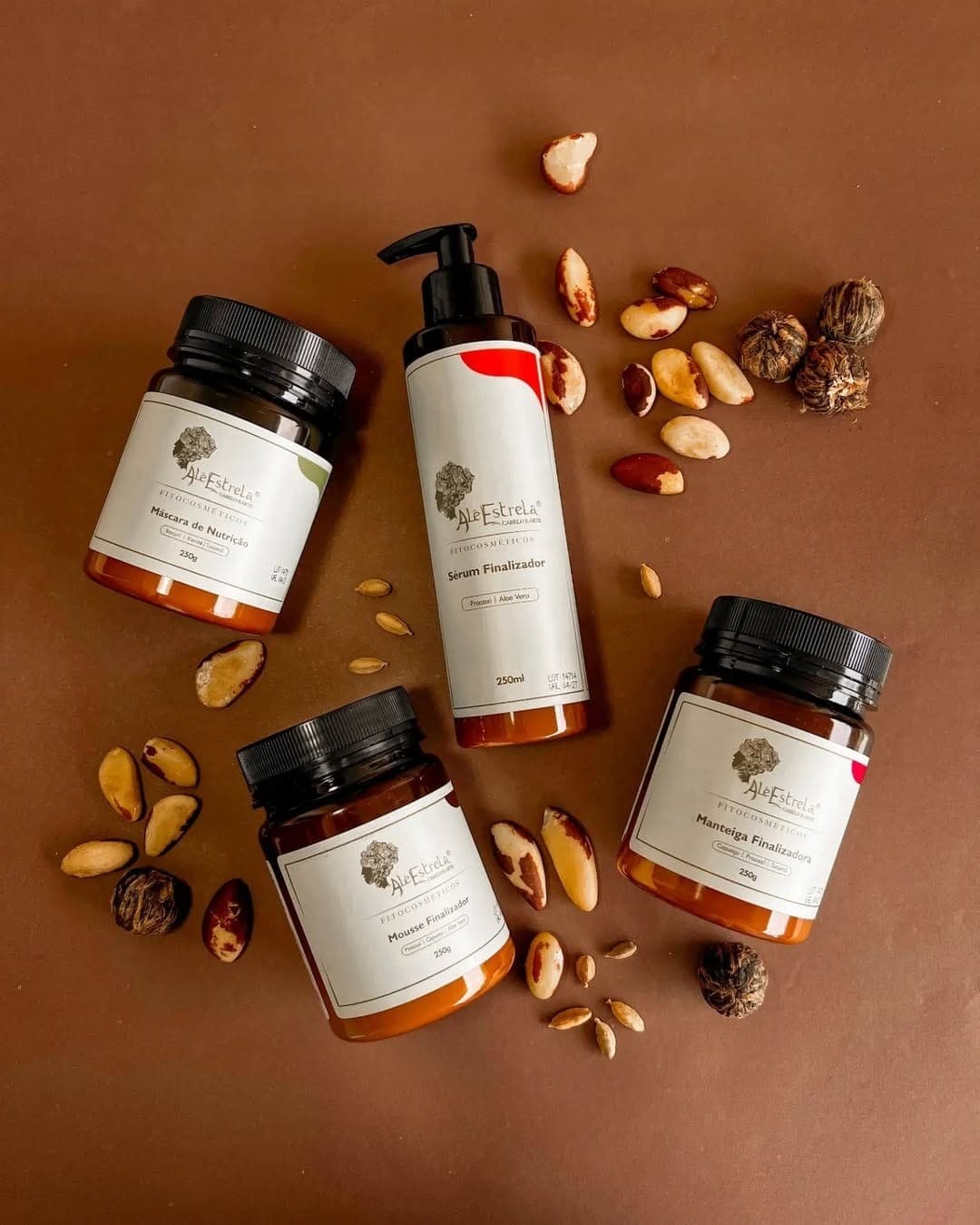 Linha completa Alê Estrela — Máscara de Nutrição, Sérum, Mousse e Manteiga Finalizadora